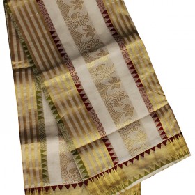 Kerala Temple Design Kasavu Saree